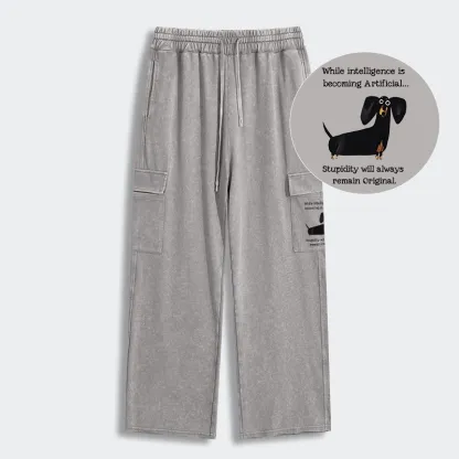 Tokyo-Tiger Dachshund Real Humor Funny Meme Washed Utility Sweatpants