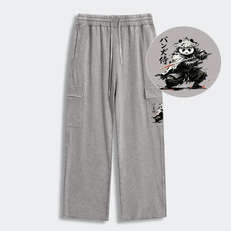 Tokyo-Tiger Panda Samurai Warrior Washed Utility Sweatpants
