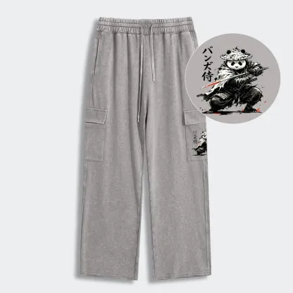 Tokyo-Tiger Panda Samurai Warrior Washed Utility Sweatpants