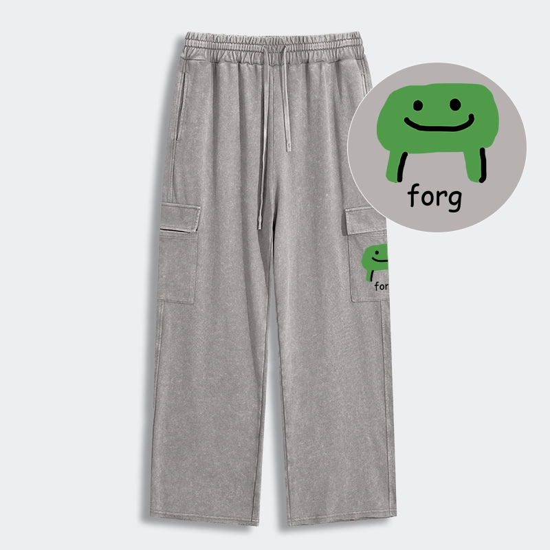 Tokyo-Tiger Smiling Forg Washed Utility Sweatpants