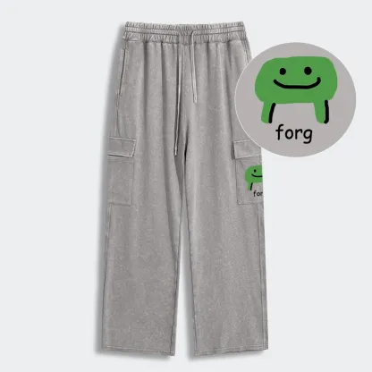 Tokyo-Tiger Smiling Forg Washed Utility Sweatpants