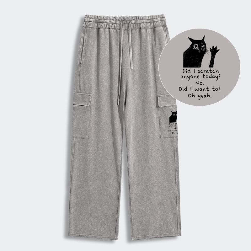 Tokyo-Tiger Black Cat Scratches People Washed Utility Sweatpants