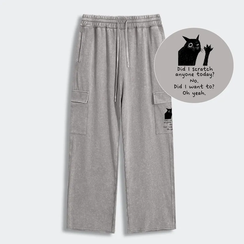 Tokyo-Tiger Black Cat Scratches People Washed Utility Sweatpants
