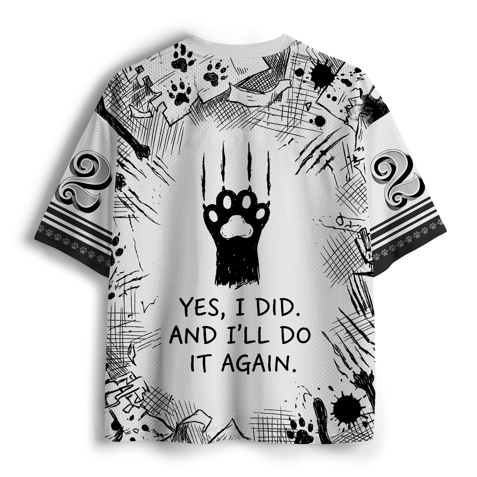 Tokyo-Tiger Black Cat Scratches People Mesh Jersey