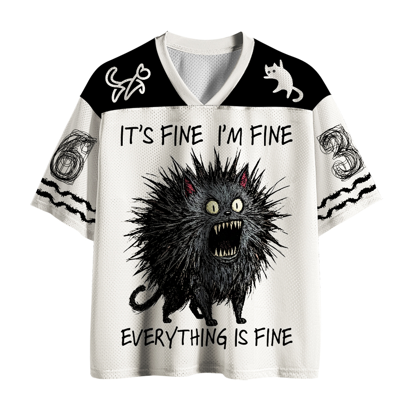 Tokyo-Tiger It's Fine I'm Fine Funny Mental Health Cat Mesh Jersey