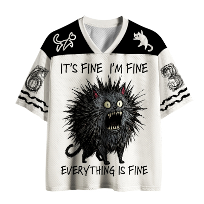 Tokyo-Tiger It's Fine I'm Fine Funny Mental Health Cat Mesh Jersey