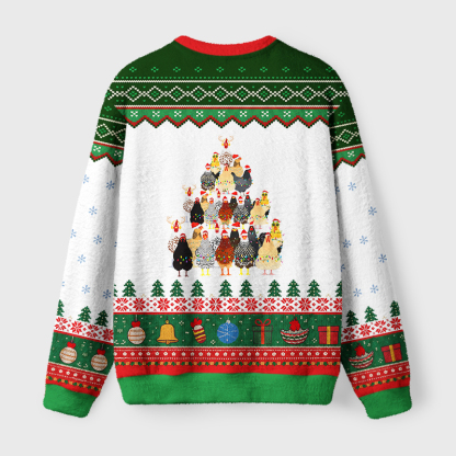 Tokyo-Tiger A Flock Of Christmas Chickens Fuzzy Christmas Ugly Sweatshirt