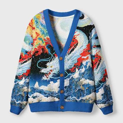 Tokyo-Tiger Celestial Sea Dragon Ugly Cardigan Sweater