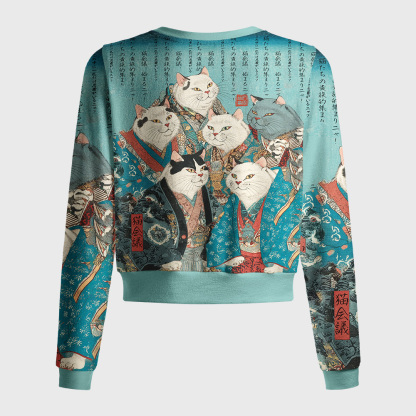 Tokyo-Tiger Formal Gathering of Ukiyo-e Cat Nobles Women's Lightweight Cardigan