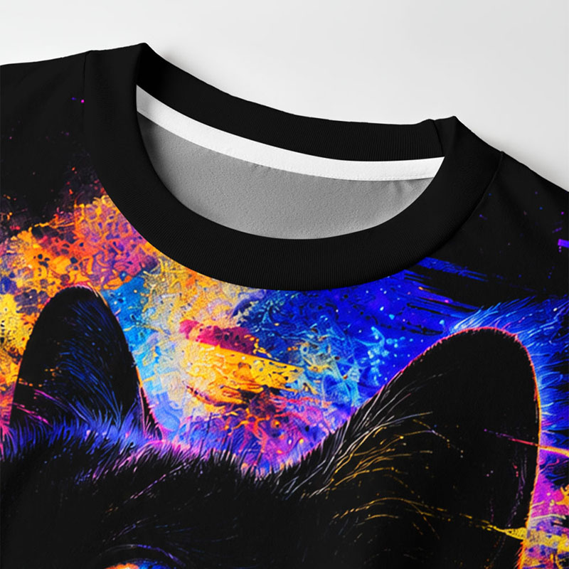 Tokyo-Tiger Psychedelic Black Cat Eco-Friendly Long Sleeve T-Shirt