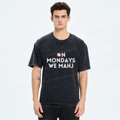 Tokyo-Tiger Fun Mahjong Washed T-Shirt