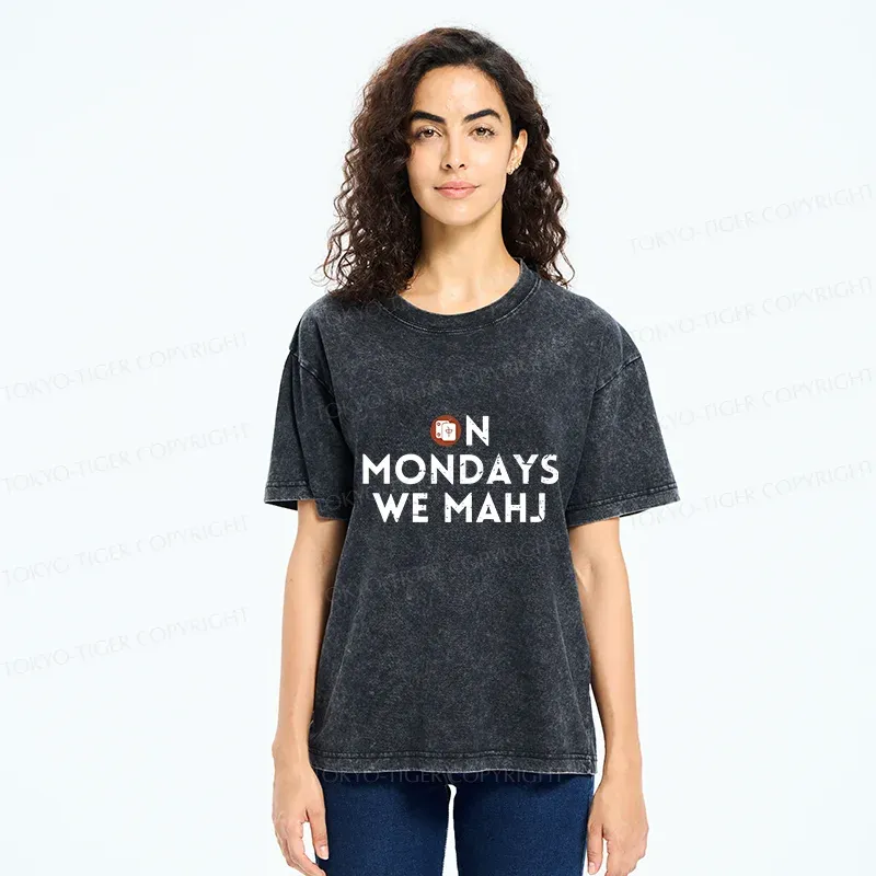 Tokyo-Tiger Fun Mahjong Washed T-Shirt