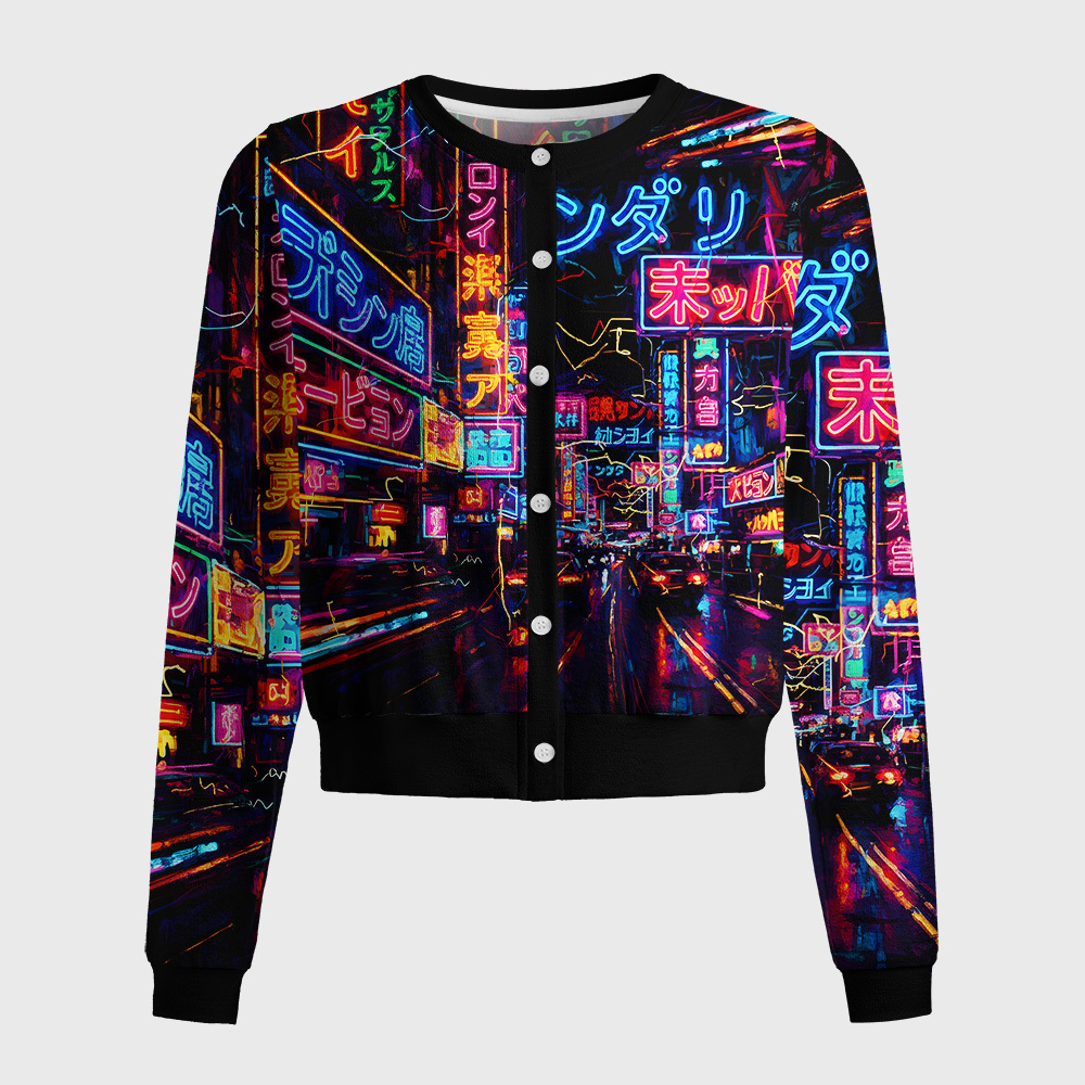 Tokyo-Tiger Tokyo Street Scene Women's Lightweight Cardigan