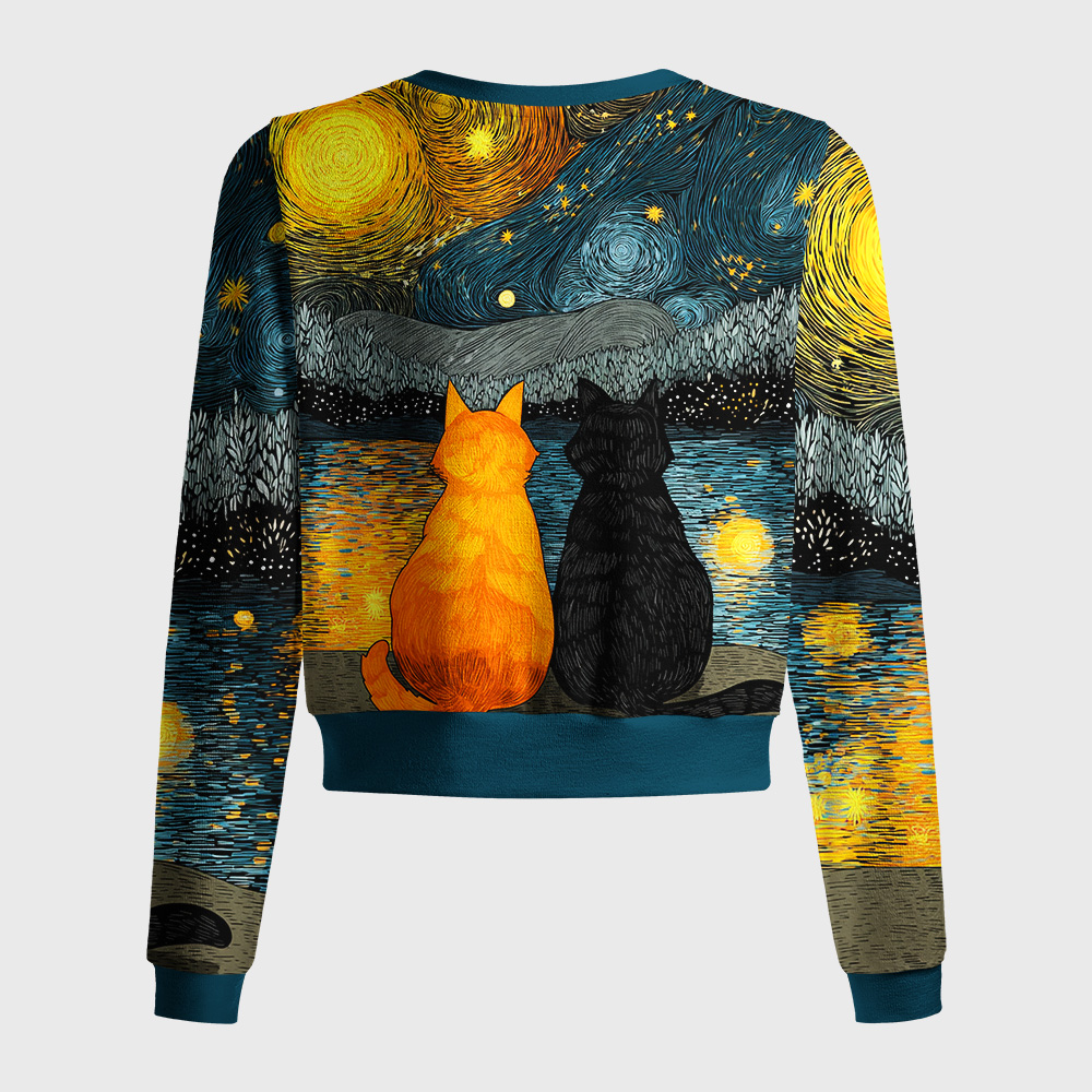 Tokyo-Tiger Starry Feline Companions Women's Lightweight Cardigan