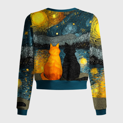 Tokyo-Tiger Starry Feline Companions Women's Lightweight Cardigan