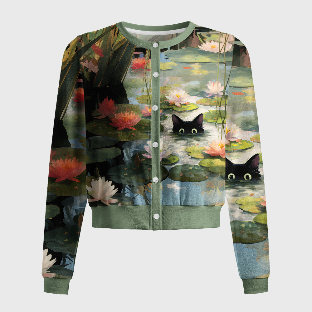 Tokyo-Tiger Cats In The Lotus Pond Women's Lightweight Cardigan