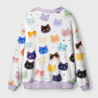 Tokyo-Tiger Rainbow Mist Cats Ugly Cardigan Sweater