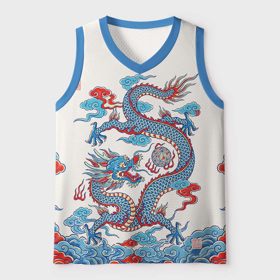 Tokyo-Tiger Traditional Oriental Dragon Cloud Mesh Tank Top Sale