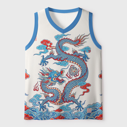 Tokyo-Tiger Traditional Oriental Dragon Cloud Mesh Tank Top