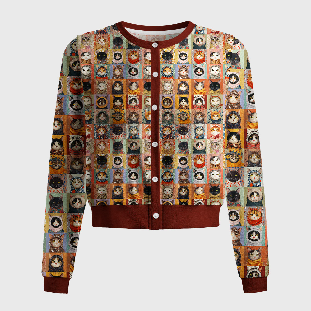 Tokyo-Tiger Kitty Quilt Women's Lightweight Cardigan