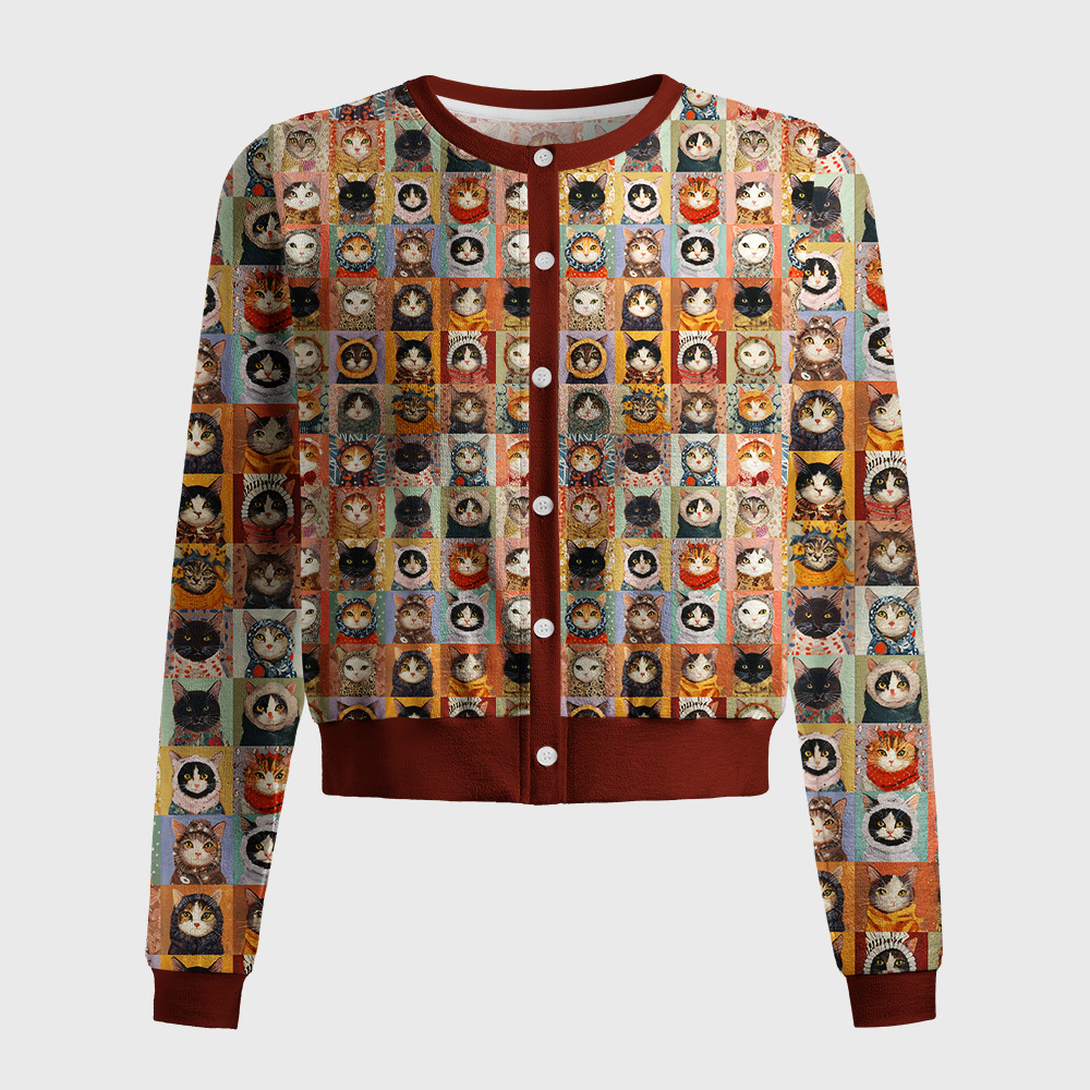 Tokyo-Tiger Kitty Quilt Women's Lightweight Cardigan