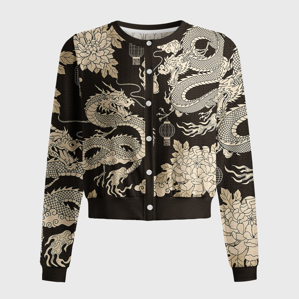 Tokyo-Tiger Two Dragons Playing With A Pearl Women's Lightweight Cardigan