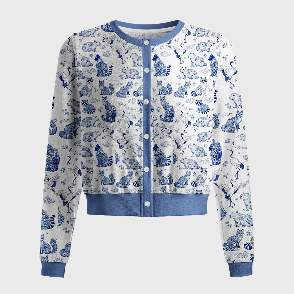 Tokyo-Tiger Floral Adorned Animals In Harmony Women's Lightweight Cardigan