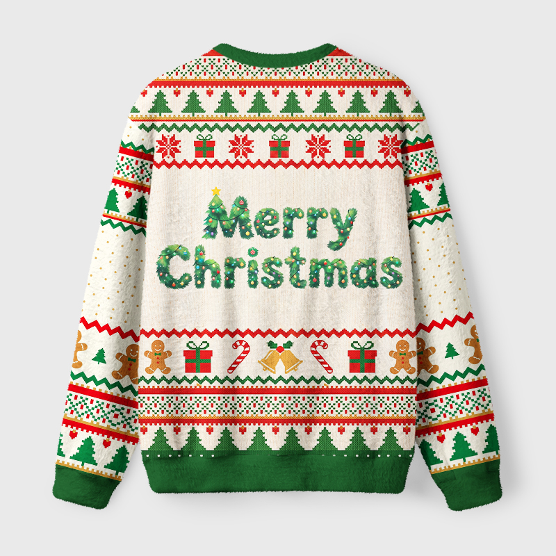 Tokyo-Tiger Cute Black Cat Christmas Tree Fuzzy Christmas Ugly Sweatshirt