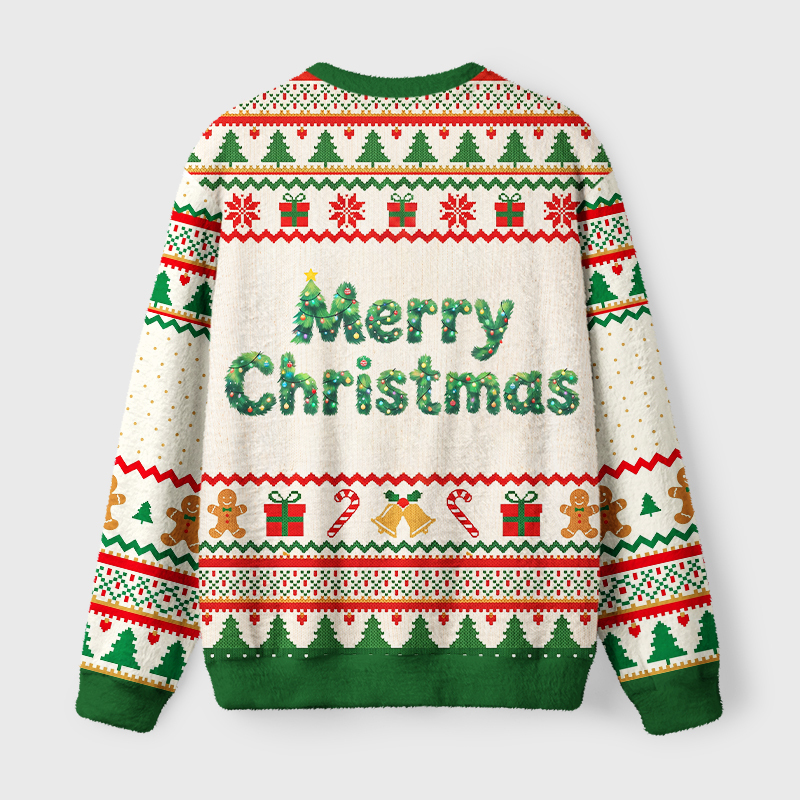 Tokyo-Tiger Cute Black Cat Christmas Tree Fuzzy Christmas Ugly Sweatshirt