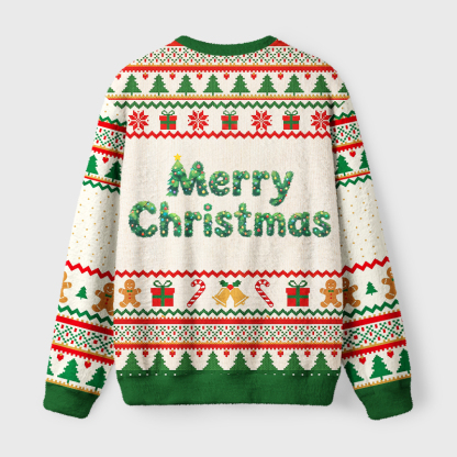 Tokyo-Tiger Cute Black Cat Christmas Tree Fuzzy Christmas Ugly Sweatshirt