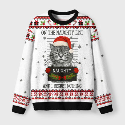 Tokyo-Tiger Christmas Naughty Cat Fuzzy Christmas Ugly Sweatshirt