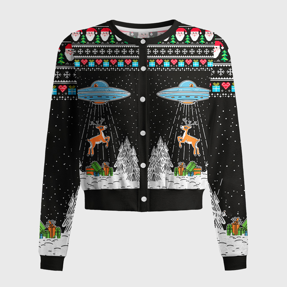 Tokyo-Tiger Alien Christmas Abduction Women's Lightweight Cardigan