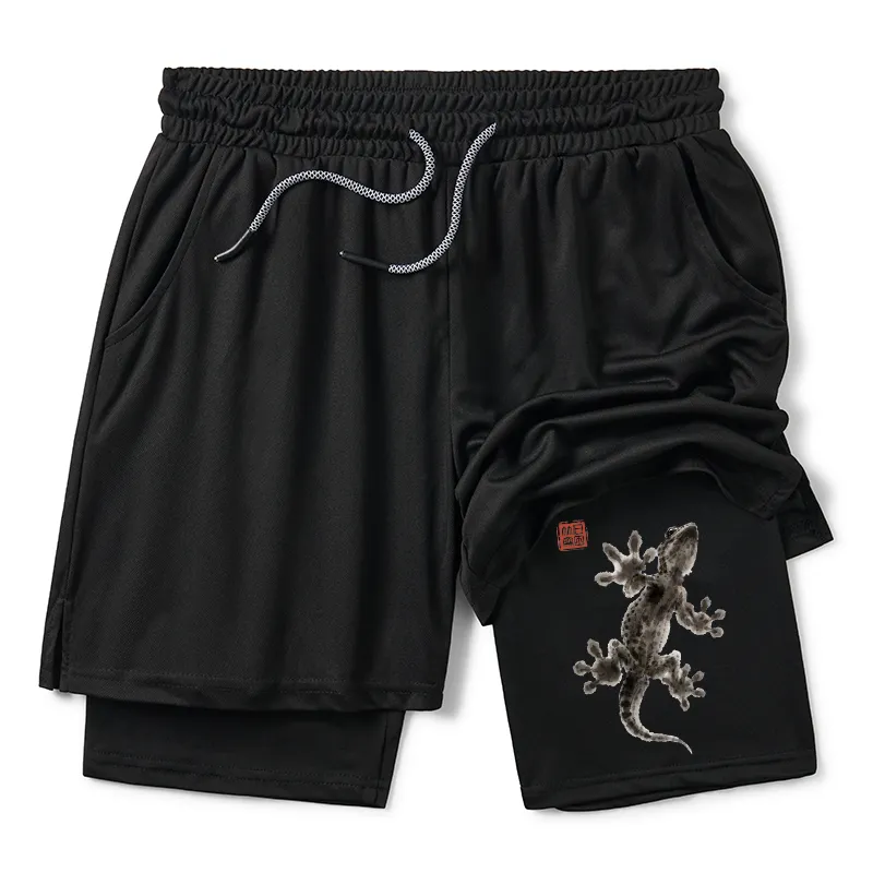 Tokyo-Tiger Minimal Asian Ink Brush Gecko Vibe Training Shorts Sale
