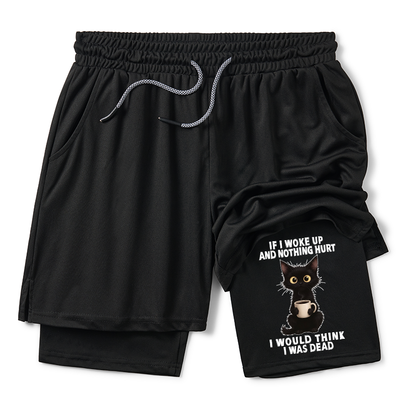 Tokyo-Tiger Funny Cute Black Cat And Coffee Meme Training Shorts