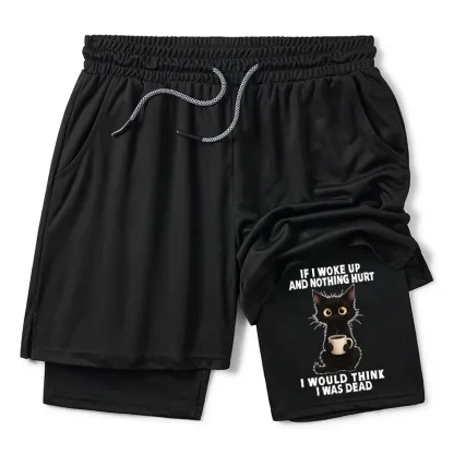 Tokyo-Tiger Funny Cute Black Cat And Coffee Meme Training Shorts