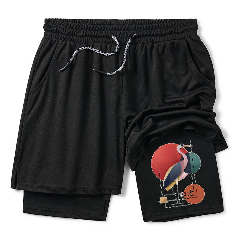 Tokyo-Tiger Geometric Crane Art Training Shorts