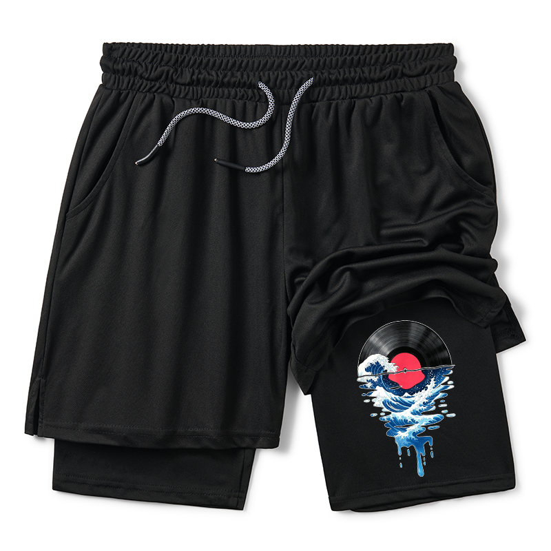 Tokyo-Tiger Vinyl Records And Waves Training Shorts