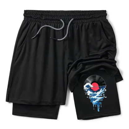 Tokyo-Tiger Vinyl Records And Waves Training Shorts