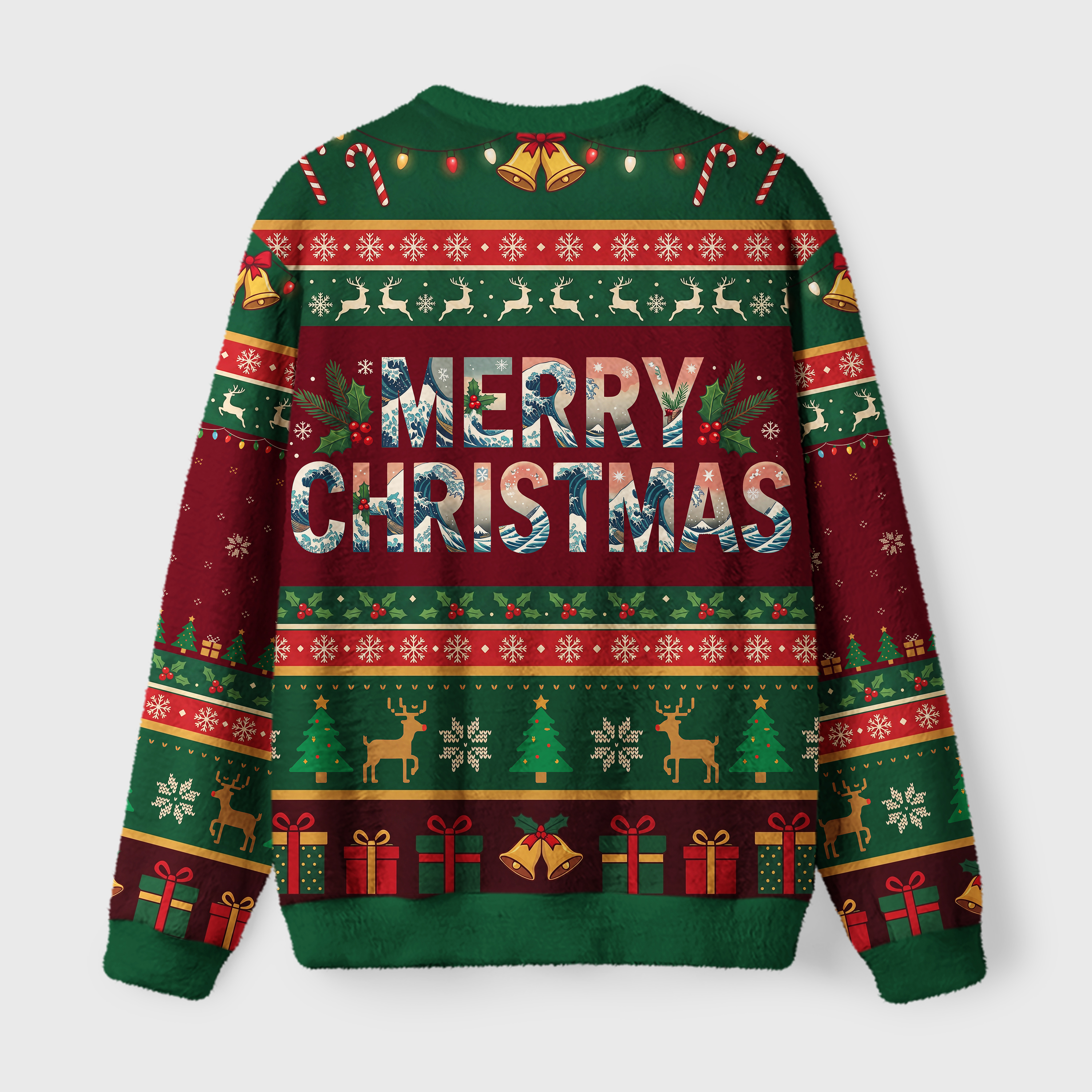 Tokyo-Tiger Hokkaido Xmas Japanese Art Fuzzy Christmas Ugly Sweatshirt