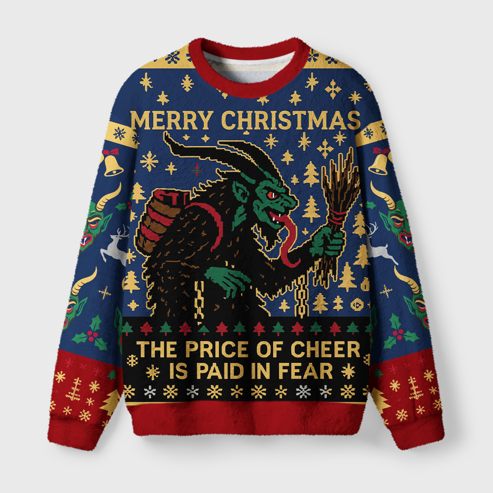 Tokyo-Tiger Dark Xmas Krampus Fuzzy Christmas Ugly Sweatshirt