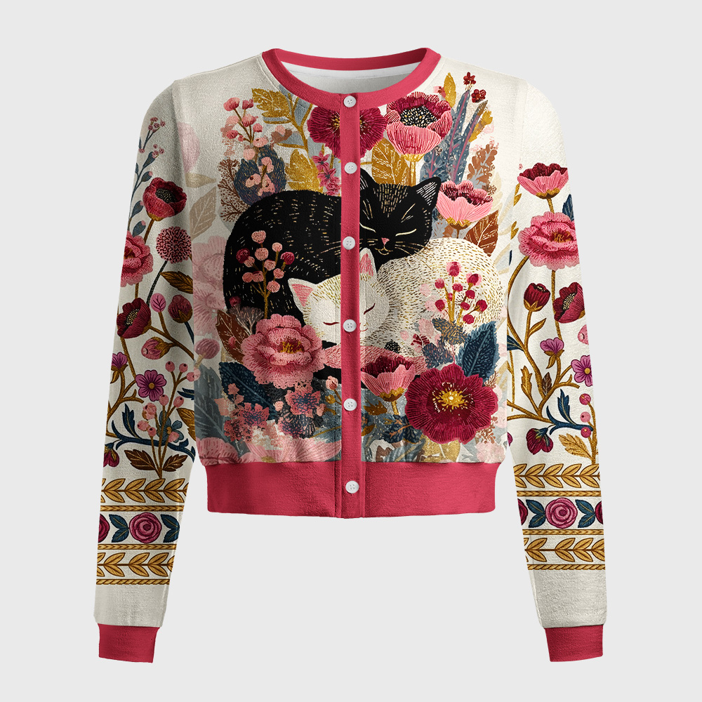 Tokyo-Tiger Botanical Dreamscape Cat Women's Lightweight Cardigan