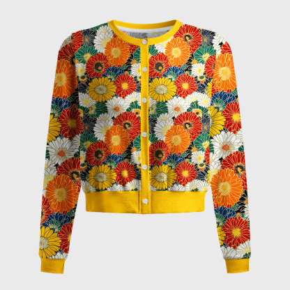 Tokyo-Tiger Colorful Chrysanthemums Women's Lightweight Cardigan