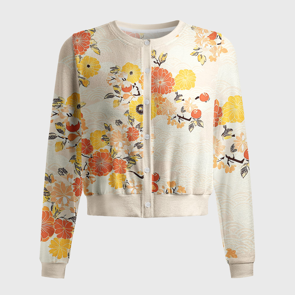 Tokyo-Tiger Fruitful Flower Women's Lightweight Cardigan