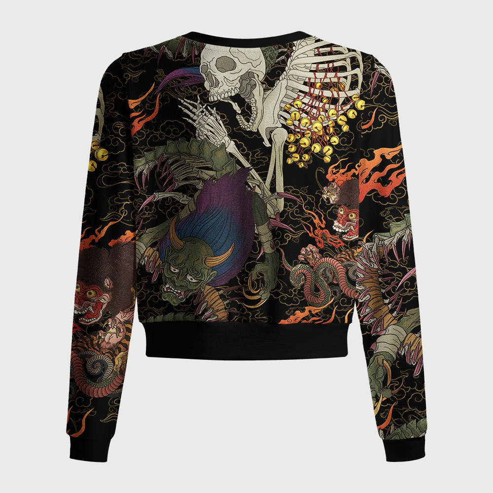 Tokyo-Tiger Japanese Yokai And Skeletons Women's Lightweight Cardigan
