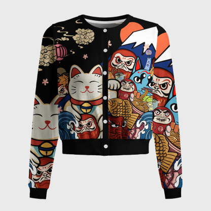 Tokyo-Tiger Traditional Japanese Elements Women's Lightweight Cardigan