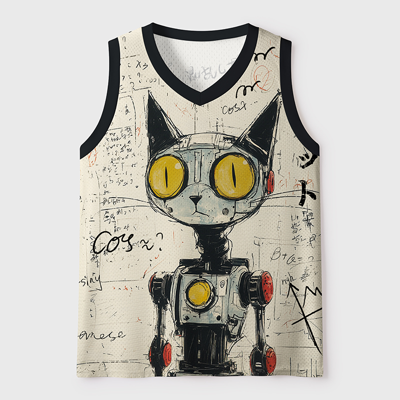 Tokyo-Tiger Robot Cat Mesh Tank Top