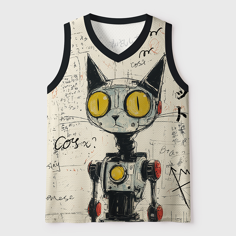 Tokyo-Tiger Robot Cat Mesh Tank Top
