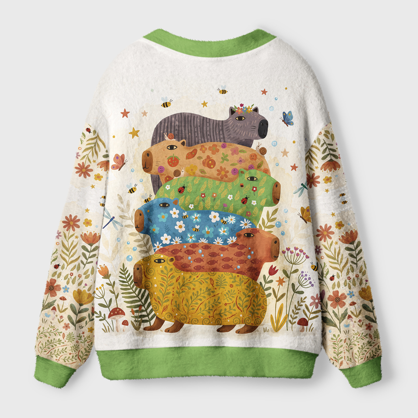 Tokyo-Tiger Colorful Capybaras Ugly Cardigan Sweater