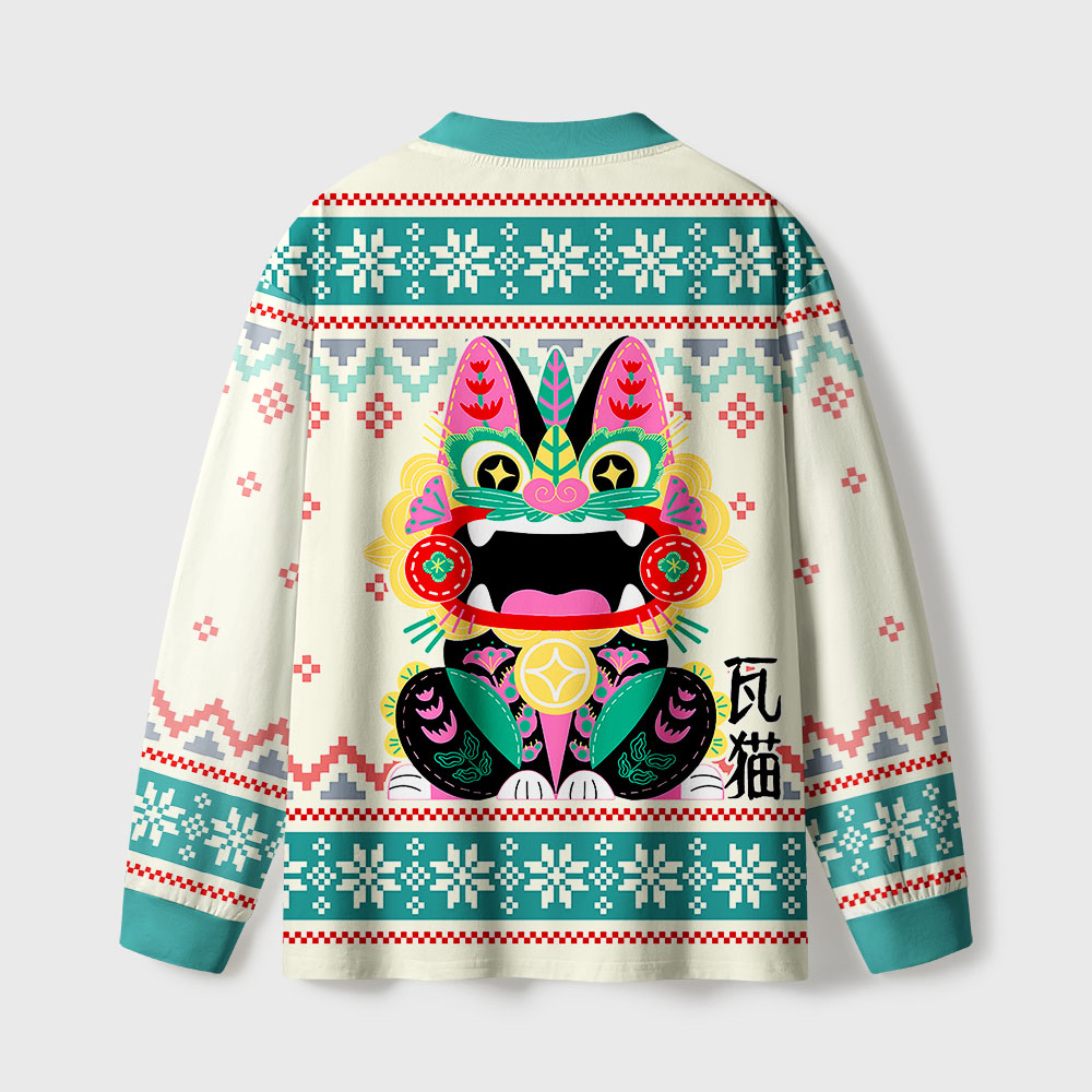 Tokyo-Tiger Lucky Tile Cat Eco-Friendly Long Sleeve T-Shirt