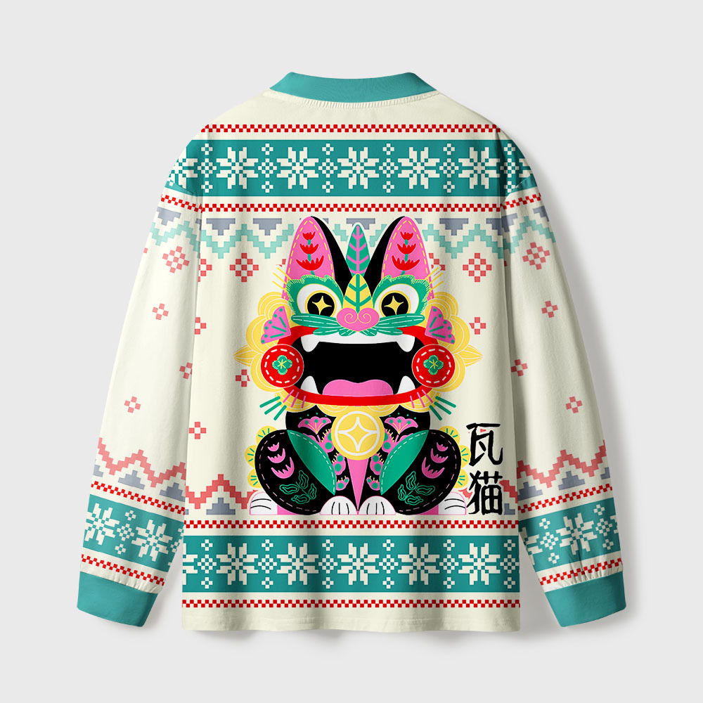 Tokyo-Tiger Lucky Tile Cat Eco-Friendly Long Sleeve T-Shirt